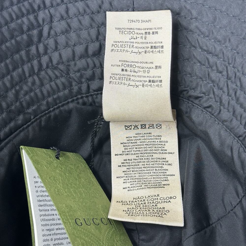 NWT Gucci Brella Cloche Size M 57cm Nylon Bucket Hat Black Gold GG Marmont $599 - Picture 11 of 15